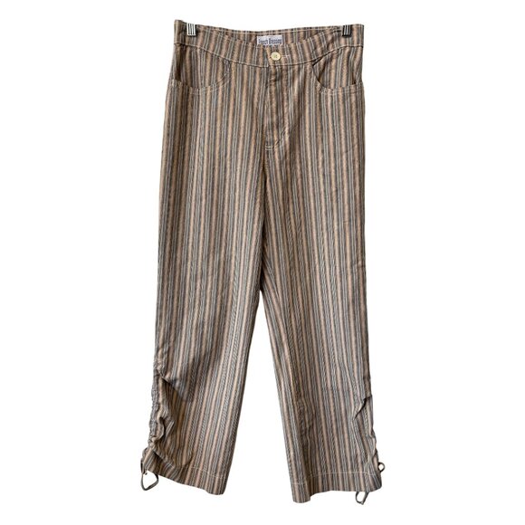 Vintage 90s French Dressing Striped Straight Leg Pant Sz 6 Natural Deadstock NEW - Picture 1 of 7